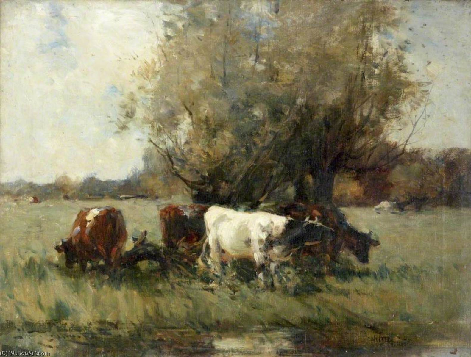 Cattle By A Clump Of Willows (study) — Edmund Aubrey Hunt