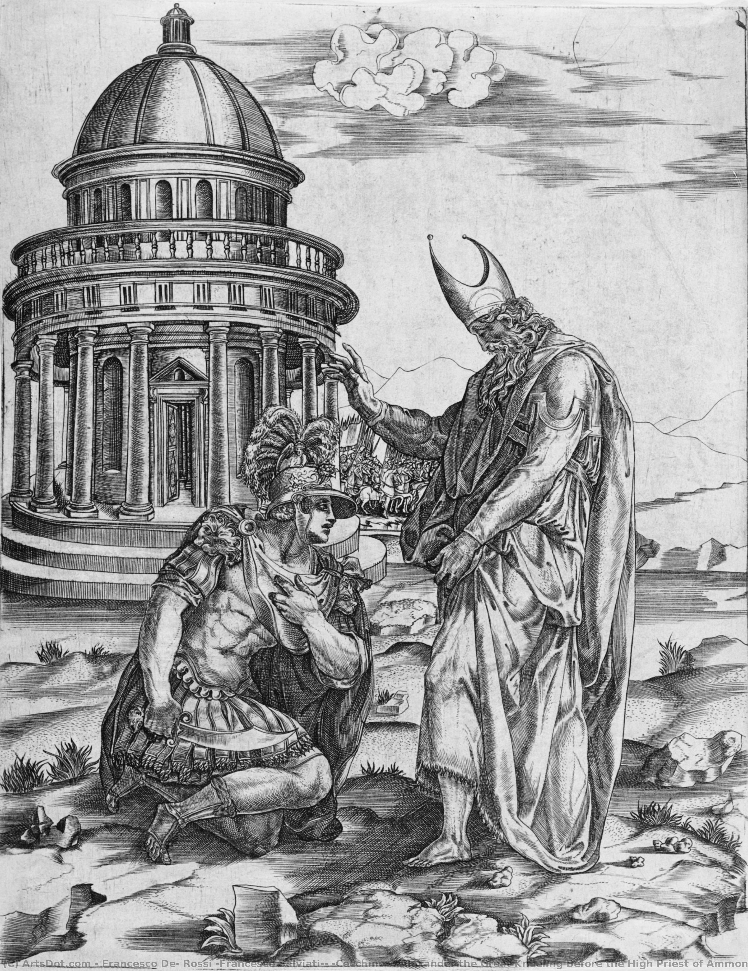 Alexander The Great Kneeling Before The High Priest Of Ammon — Francesco Salviati
