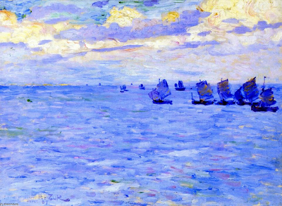 Fishing Boats Setting Sail — Theo Van Rysselberghe