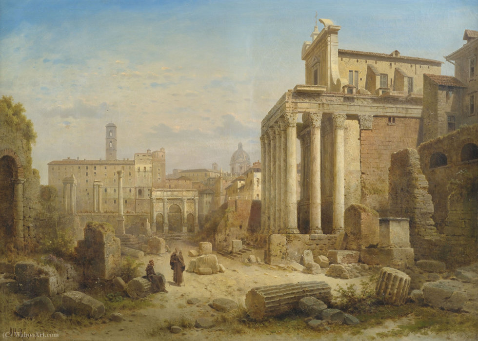 Overlooking The Roman Forum With The Arch Of Septimius Severus And The Temple Of Faustina And Antoninus Pius. — Albert Rieger