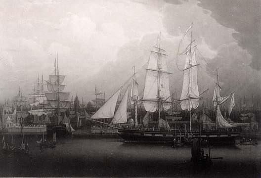 Four Masted Clipper Ship In Liverpool Harbor, (painting) — Robert W. Salmon