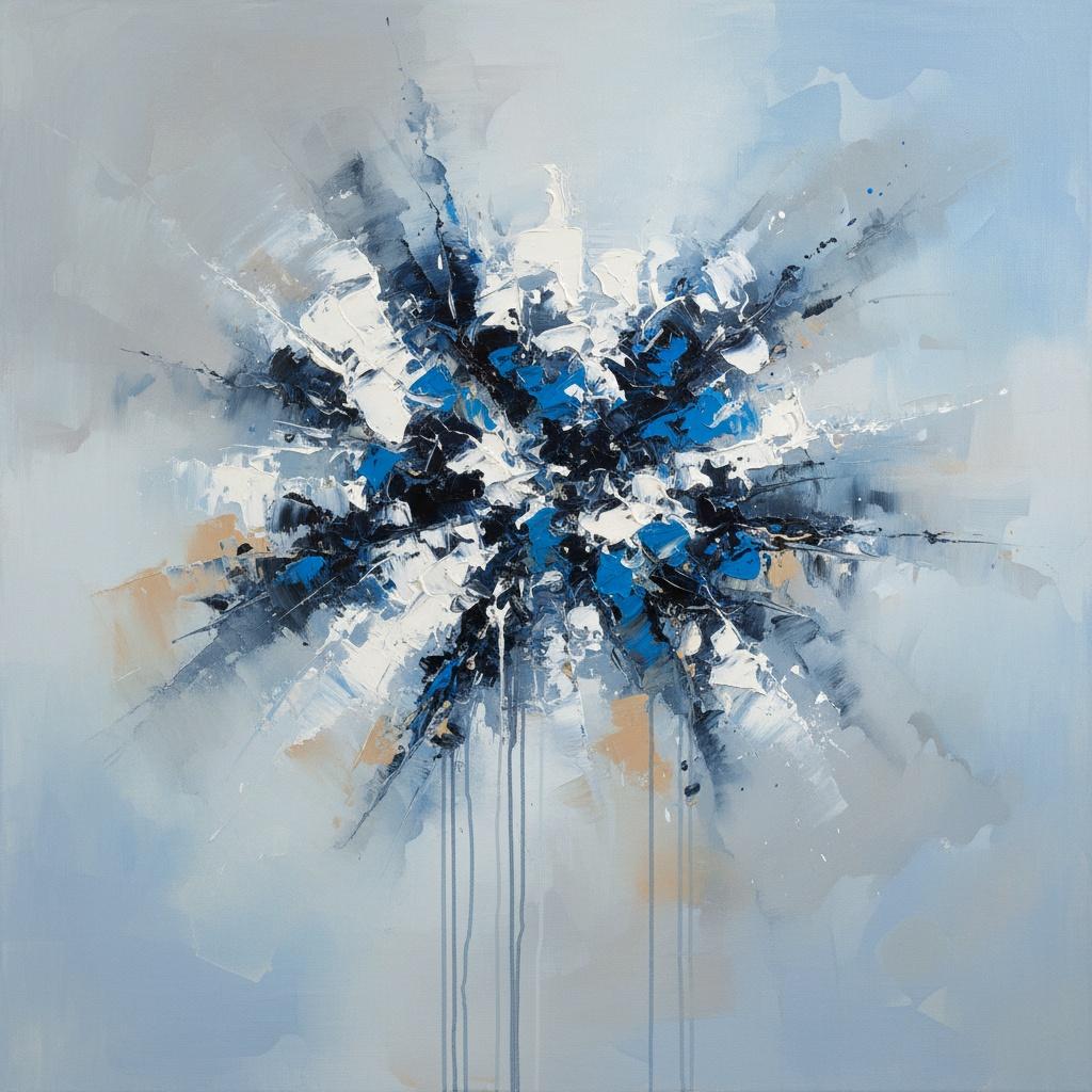 Celestial Fracture: An Explosive Symphony Of Cerulean Shadows And Radiant Light — Christian Noiret