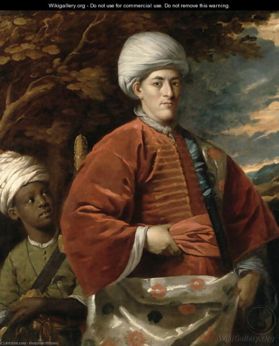 Portrait Of A Gentleman In Oriental Dress With An — Benjamin Wilson