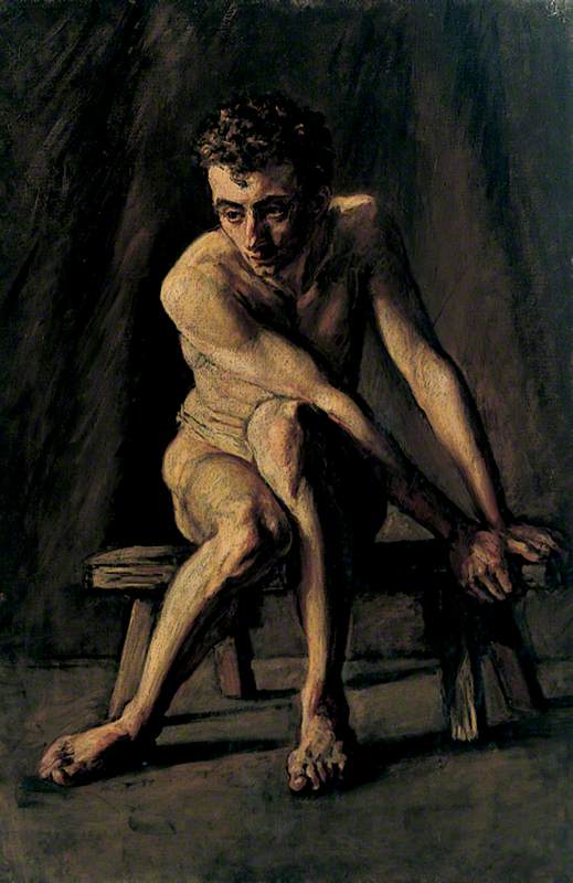 Male Figure Seated On A Trestle — Leila Faithfull