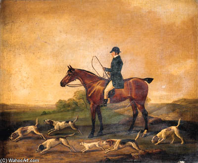 A Huntsman And Hounds In A Wooded Landscape — Richard Barrett Davis