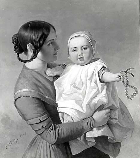 The Amber Necklace (juliane Leutze With Her Child Ida), (painting) — Emanuel Gottlieb Leutze
