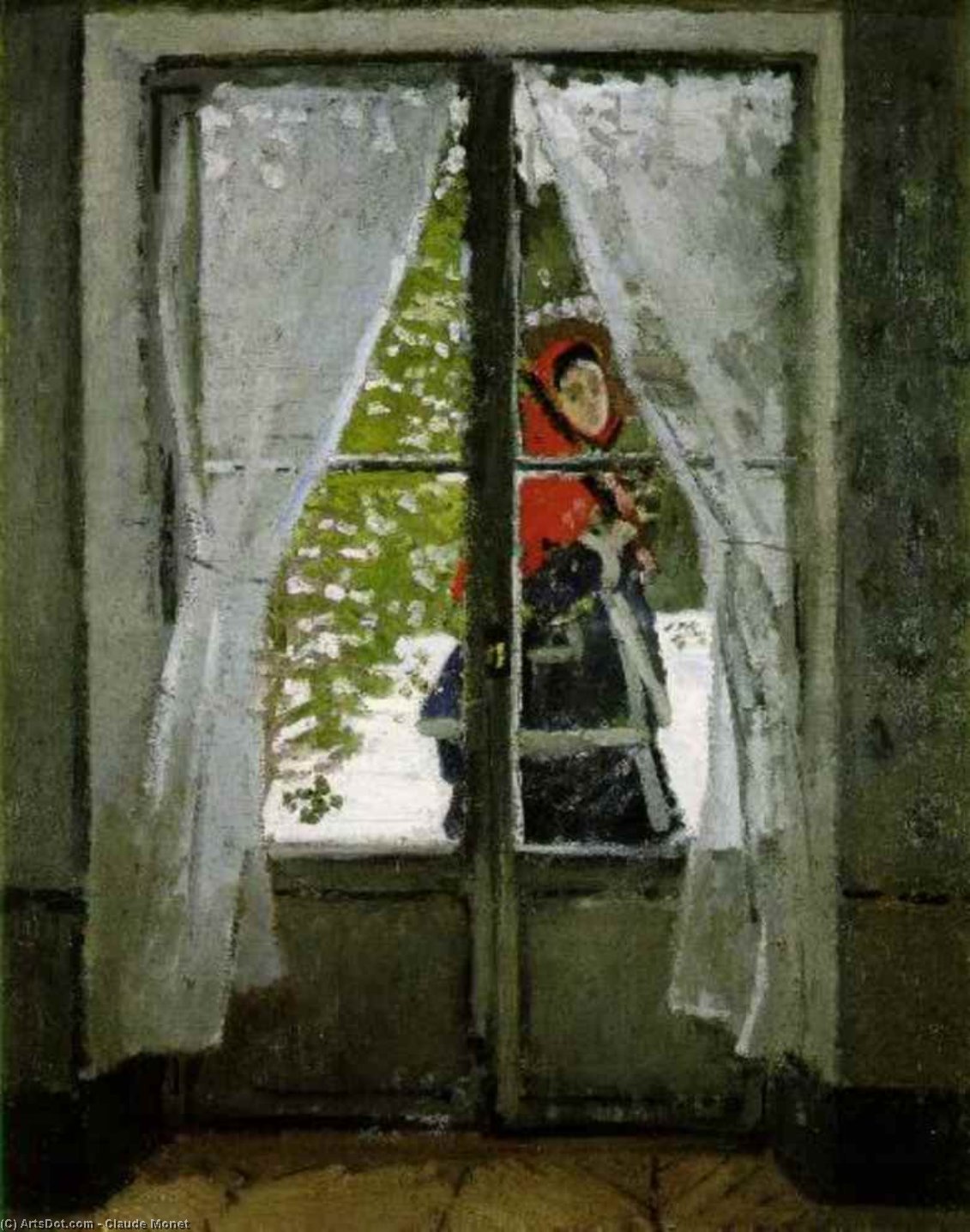 The Red Kerchief - Portrait Of Camille Monet — Claude Monet