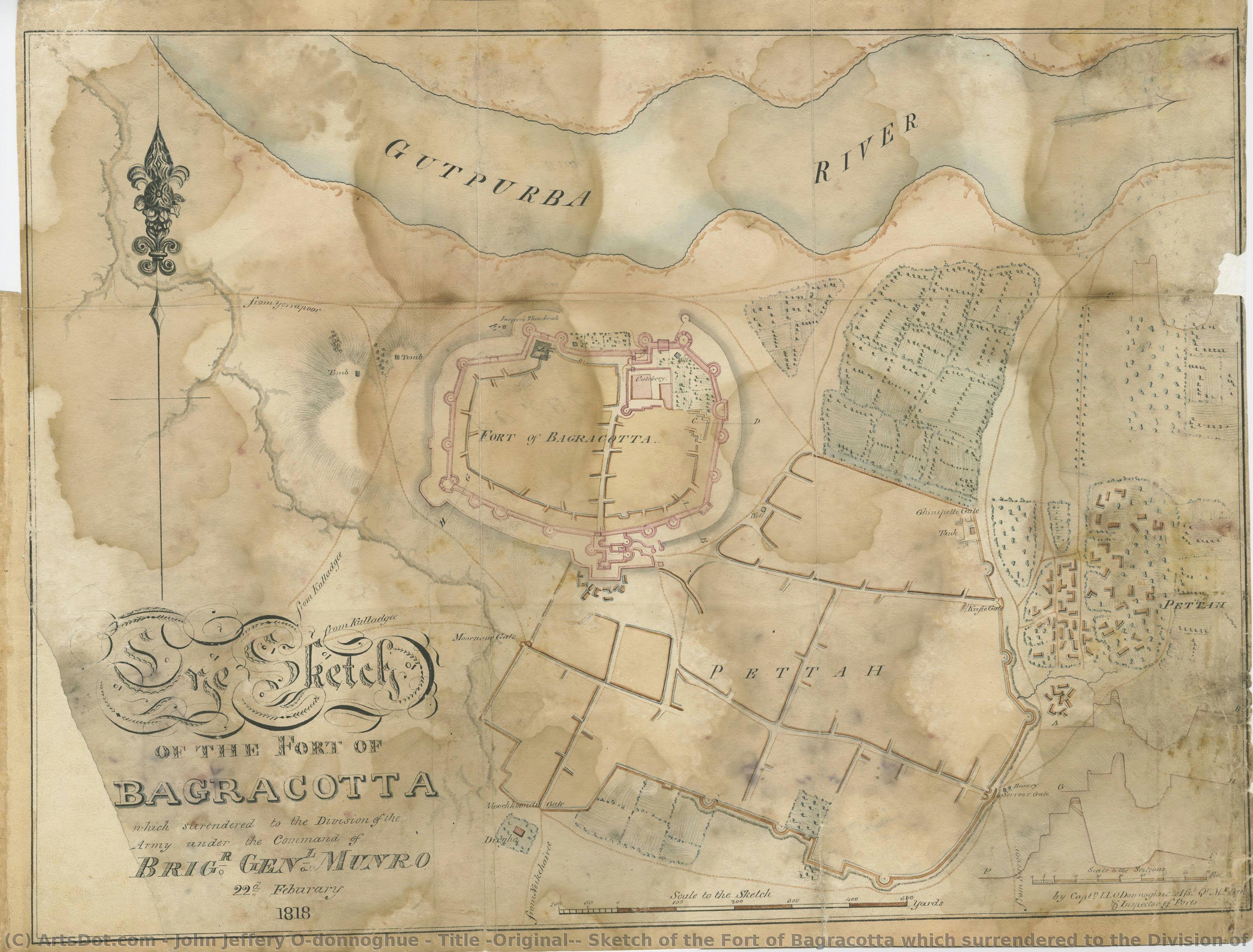 Title (original): Sketch Of The Fort Of Bagracotta Which Surrendered To The Division Of The Army Under Brigr. Genl. Munro 22d. February 1818. — John Jeffery O'donnoghue
