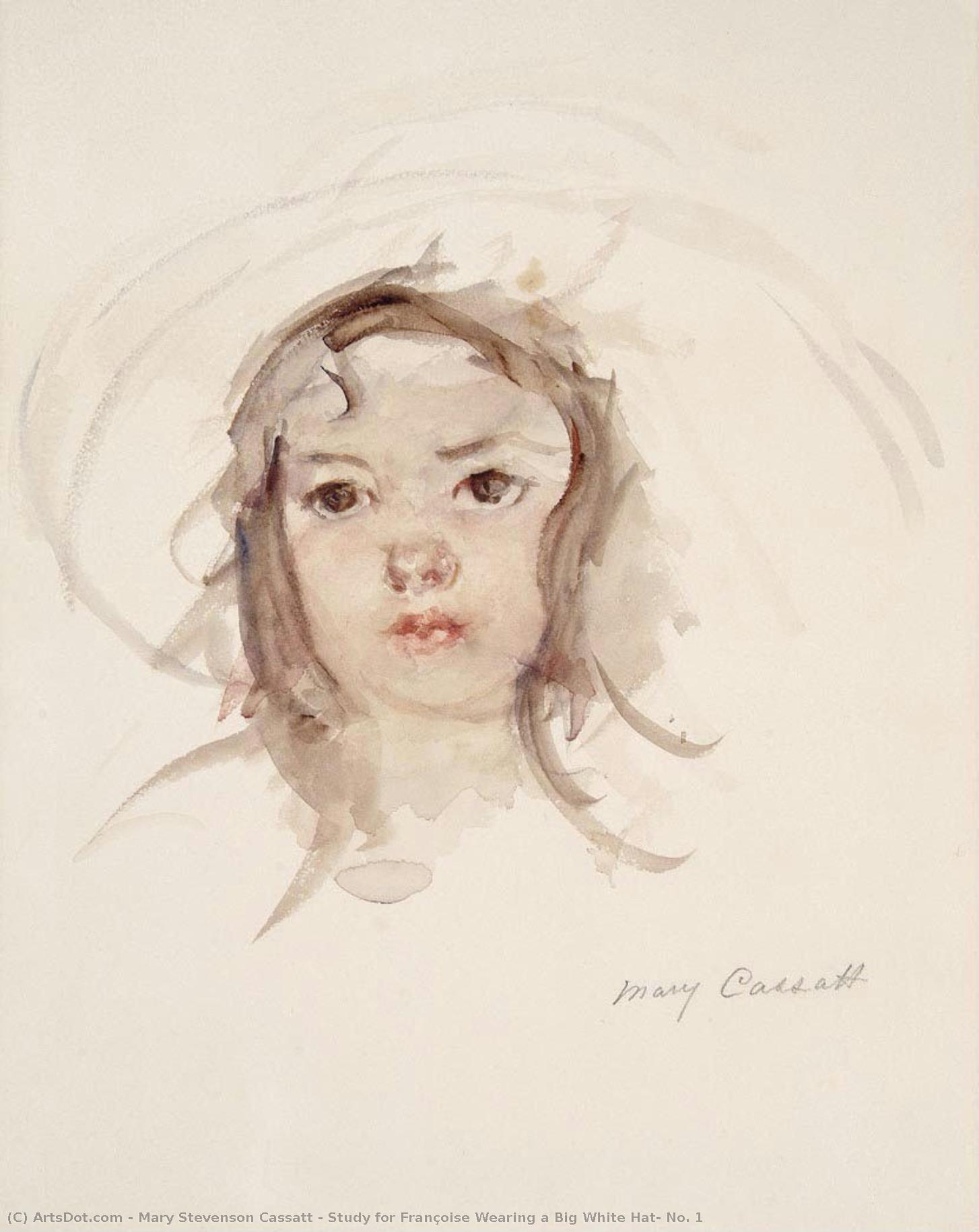 Study For Françoise Wearing A Big White Hat, No. 1 — Mary Stevenson Cassatt