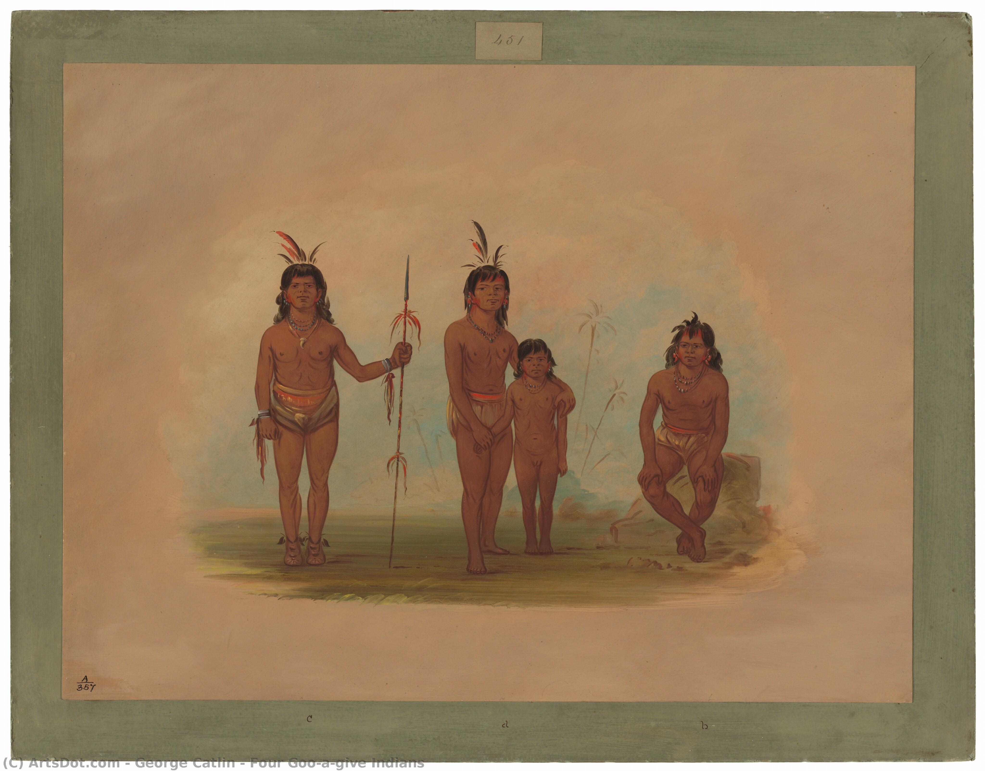 Four Goo-a-give Indians — George Catlin