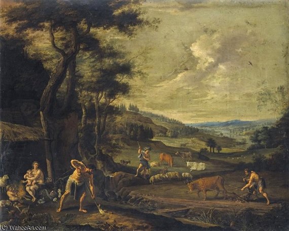 Family Of Cain And Abel Working The Land — Willem Van Herp The Elder