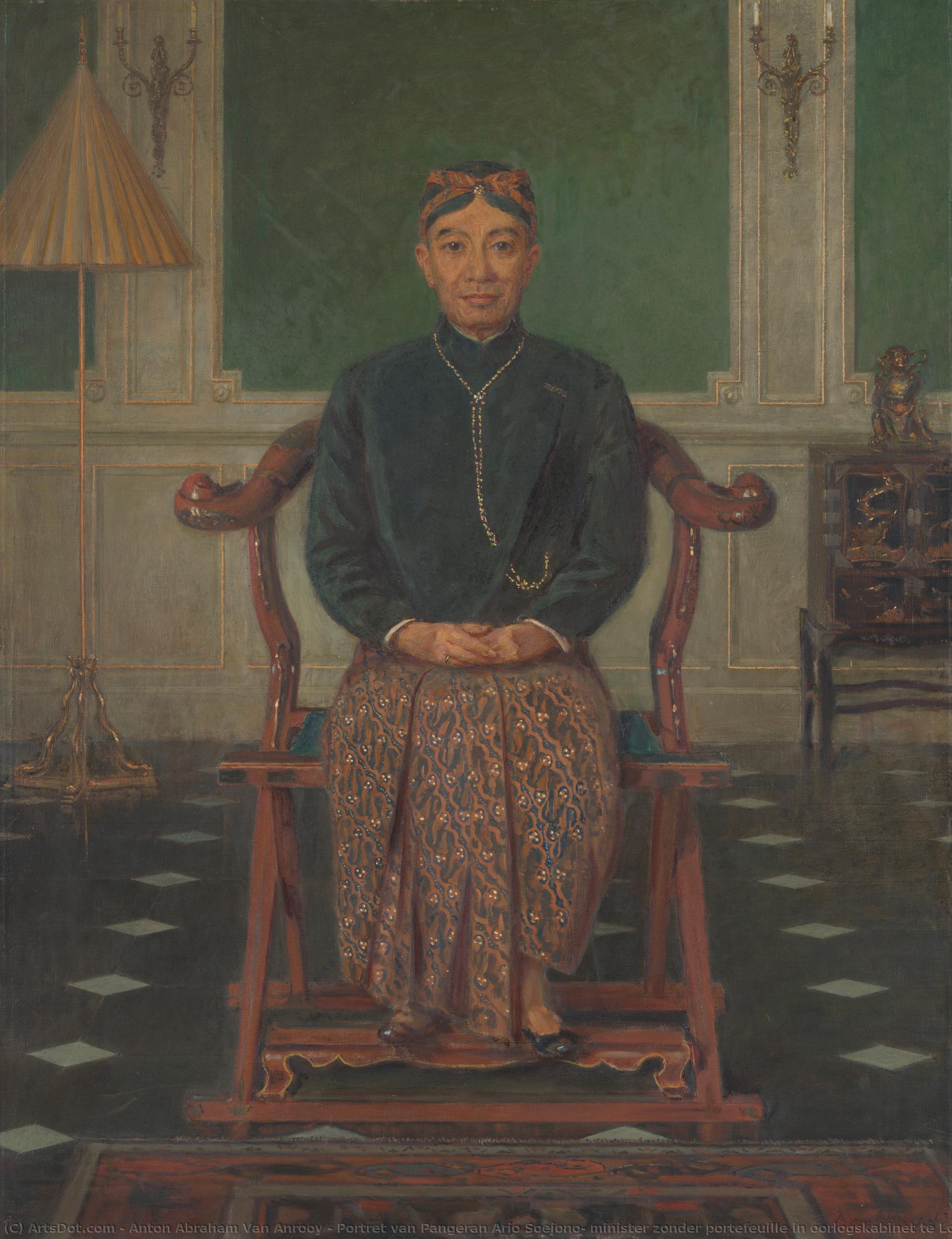Portret Van Pangeran Ario Soejono, Minister Zonder Portefeuille In Oorlogskabinet Te Londen, Anton Abraham Van Anrooy, 1880 - 1949 — Anton Abraham Van Anrooy