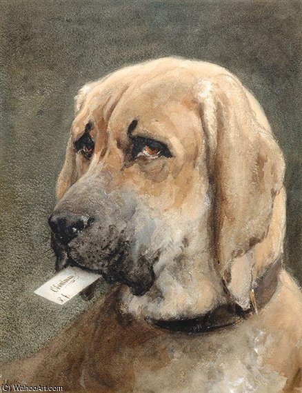 Mastiff Holding A Calling Card In His Mouth — Otto Eerelman