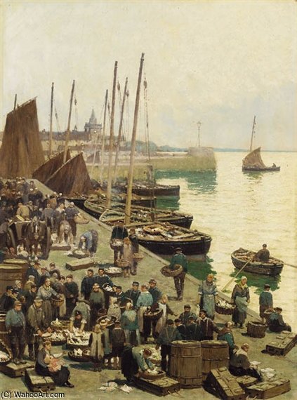 An East Coast Harbour With Fisherfolk — Alexander Young