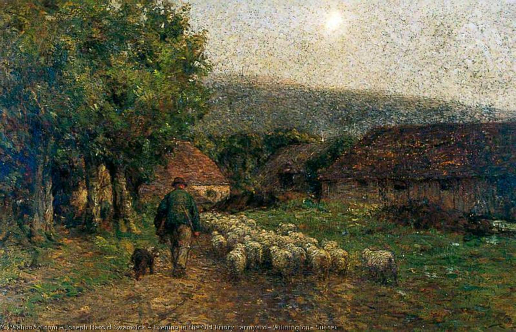 Evening In The Old Priory Farmyard, Wilmington, Sussex — Joseph Harold Swanwick