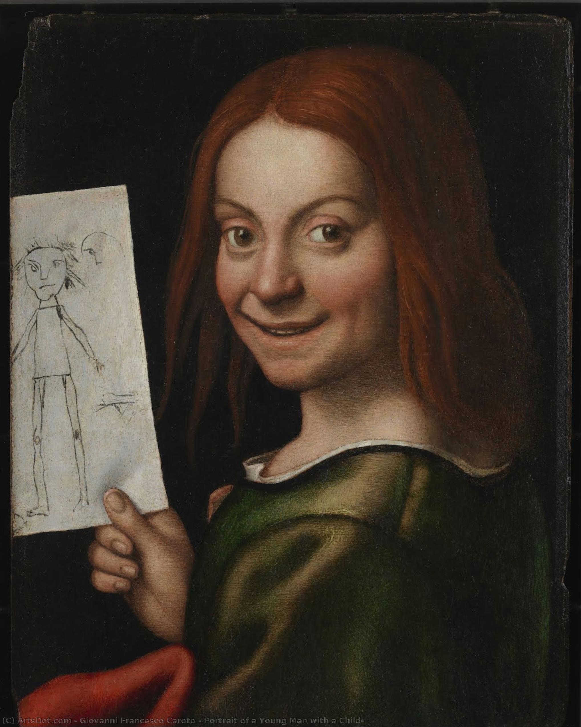 Portrait Of A Young Man With A Child — Giovanni Francesco Caroto