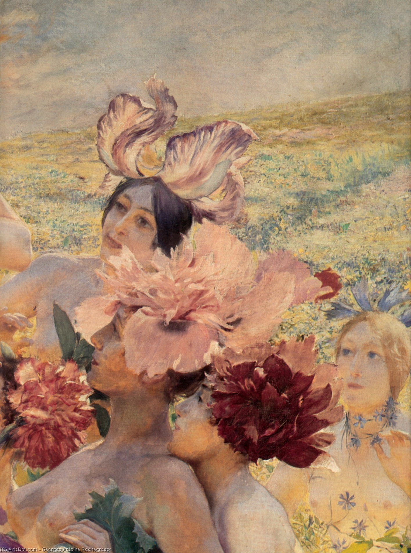 The Knight Of The Flowers Detail Right — Georges Antoine Rochegrosse