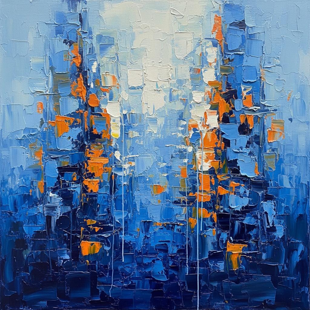 Luminous Fragmented Monolith: A Sculptural Study In Midnight Indigo And Amber Light — Christian Noiret