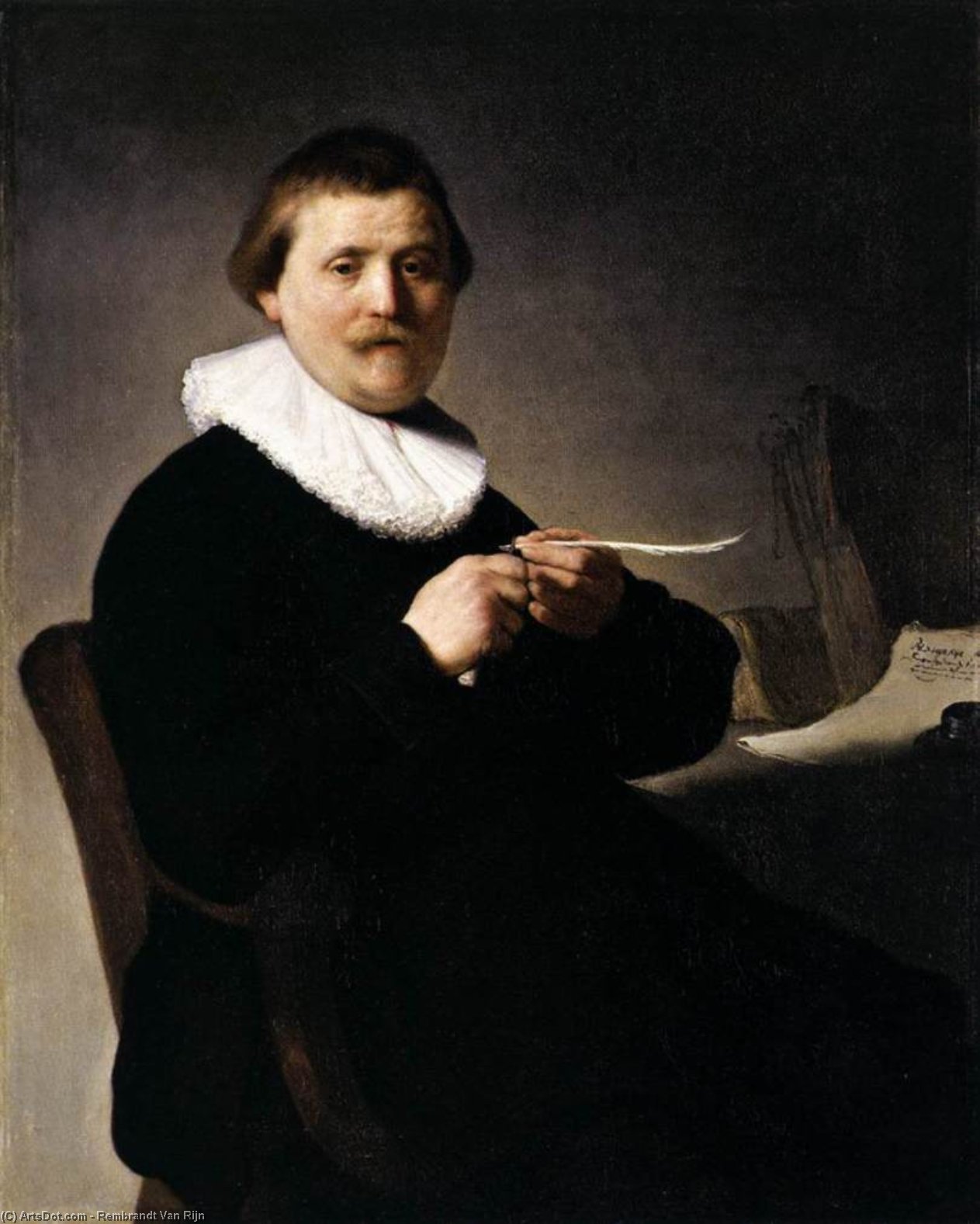 Man Sharpening A Quill — Rembrandt Van Rijn