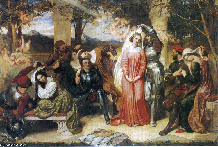 The Contest Of Beauty For The Girle Of Florimel Britomartis Unveiling Amoret — Frederick Richard Pickersgill