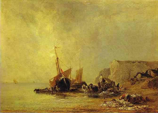 Boats By The Shores Of Normandy — Richard Parkes Bonington