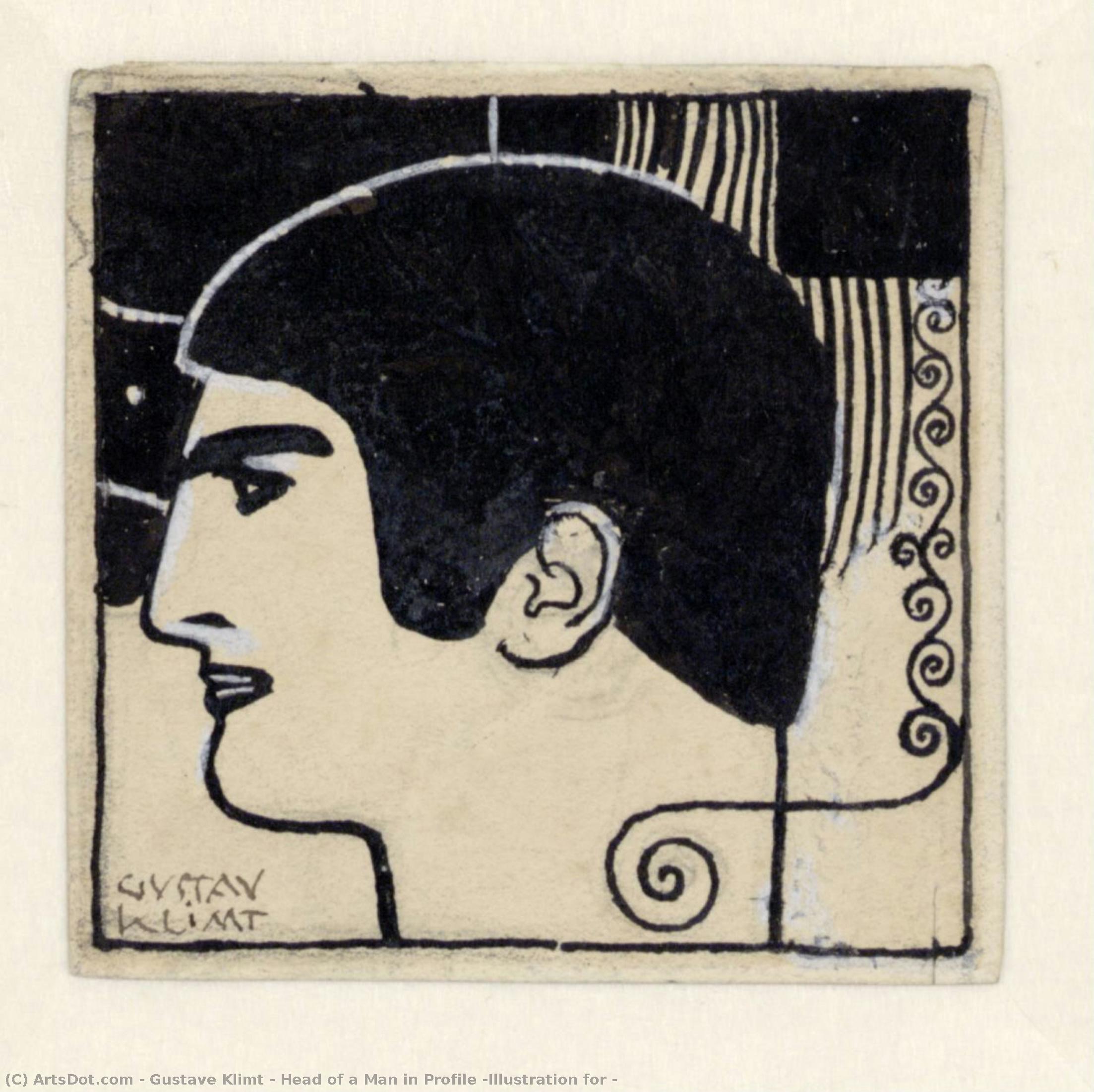 Cabeza De Hombre En Perfil (ilustración Para — Gustav Klimt