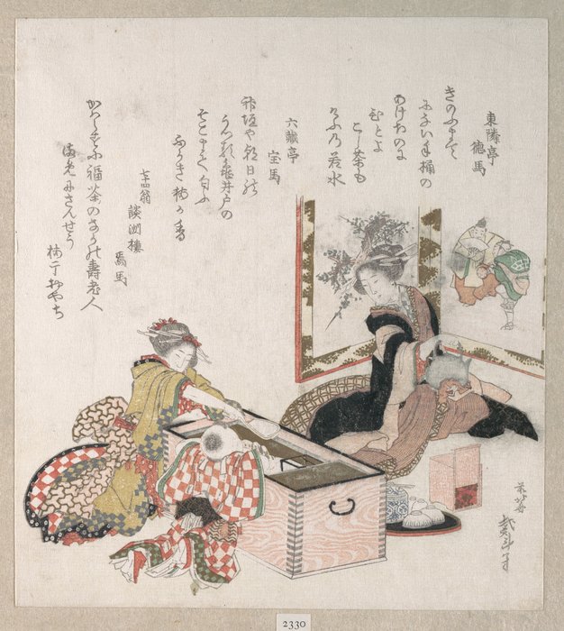 Women Preparing Tea Around The Fire-holder — Katsushika Hokusai
