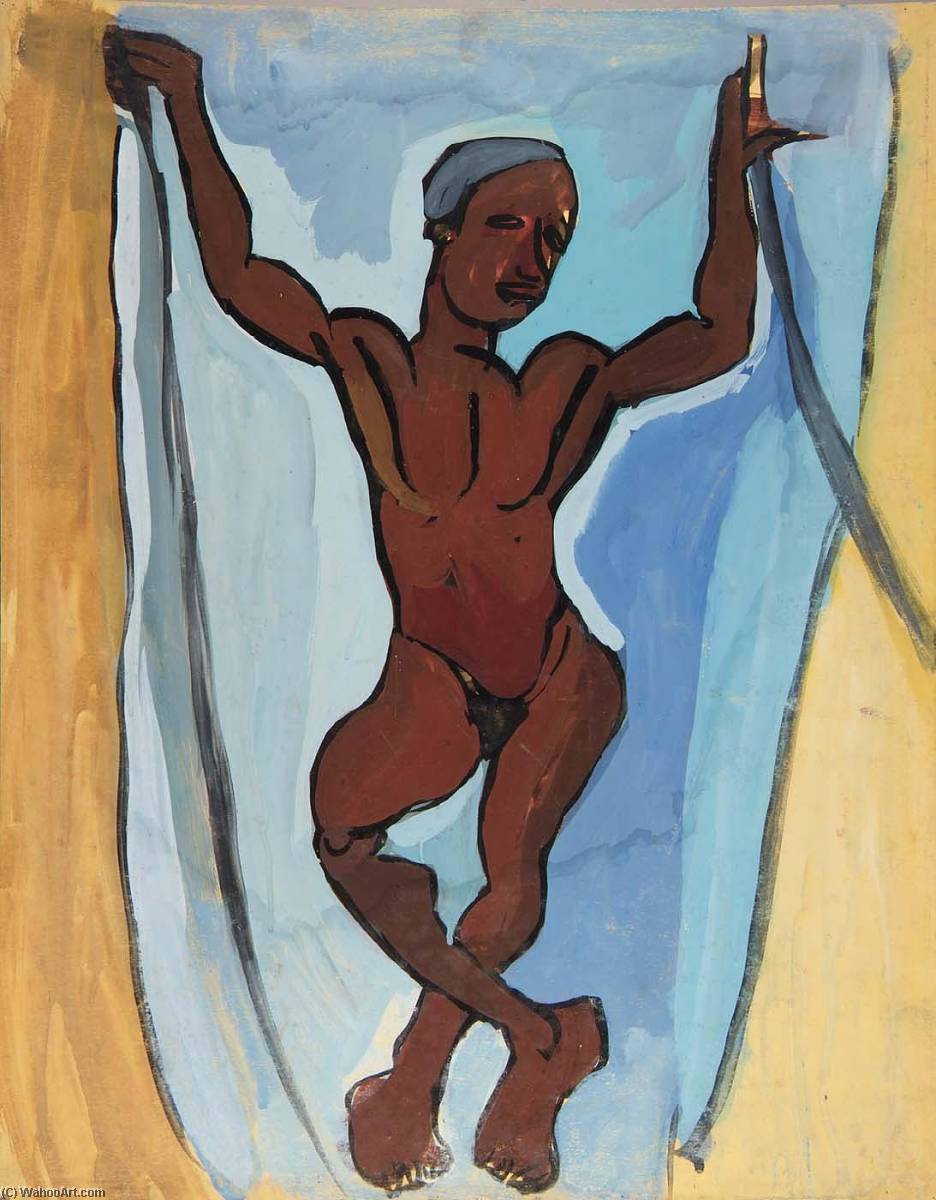 Standing Male Nude With Arms Raised — William H. Johnson