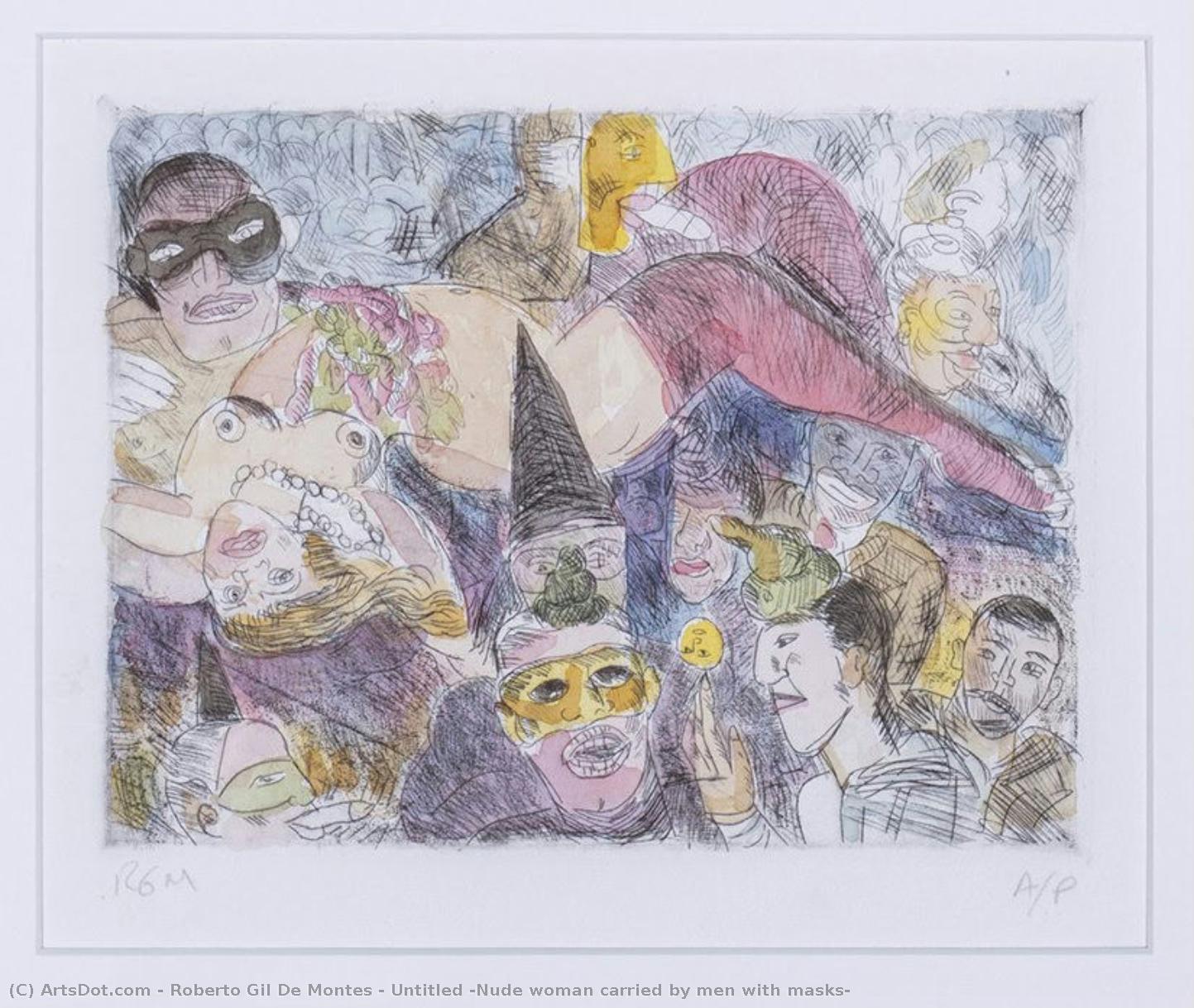 Untitled (nude Woman Carried By Men With Masks) — Roberto Gil De Montes