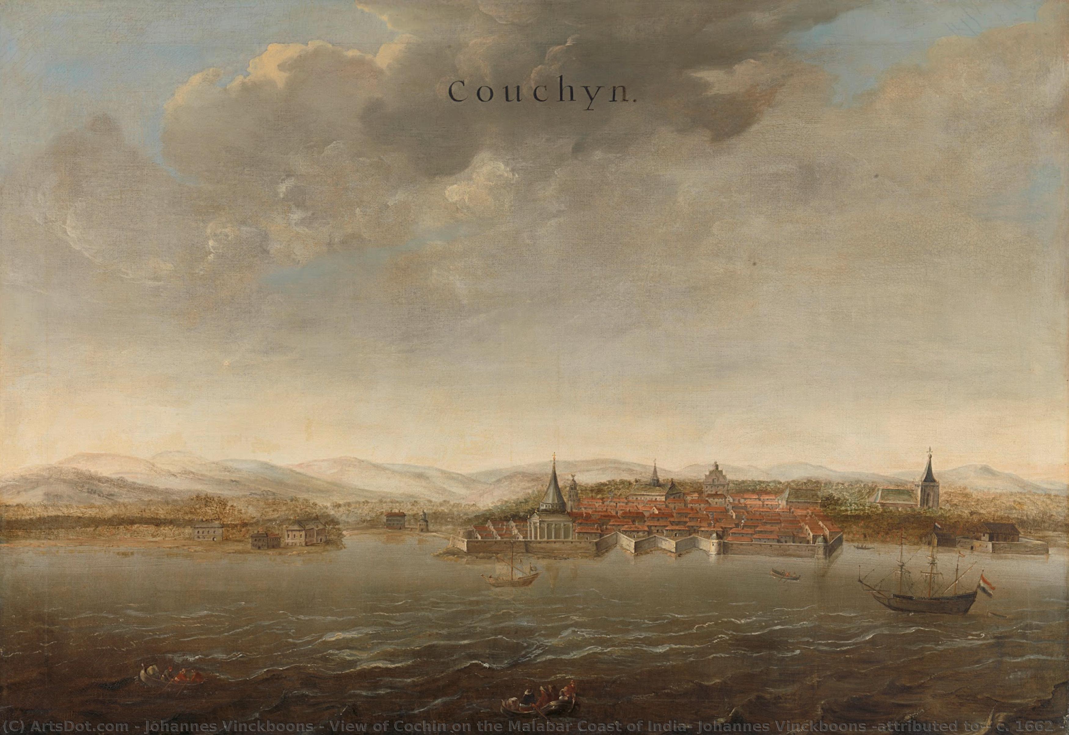 View Of Cochin On The Malabar Coast Of India, Johannes Vinckboons (attributed To), C. 1662 - C. 1663 — Johannes Vinckboons