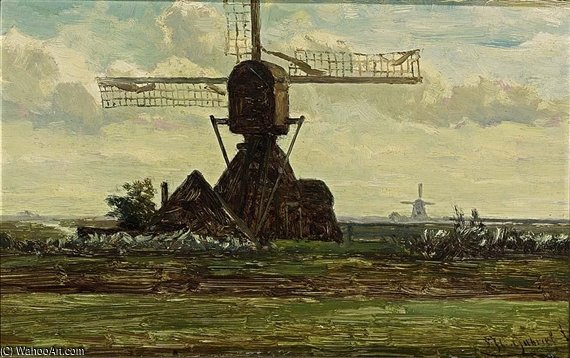 A Mill In A Polder Landscape Near Abcoude — Paul Joseph Constantine Gabriel