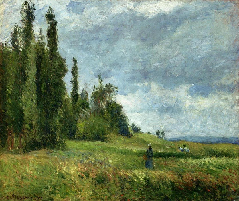 A Part Of Groettes, Pontoise, Gray Weather — Camille Pissarro