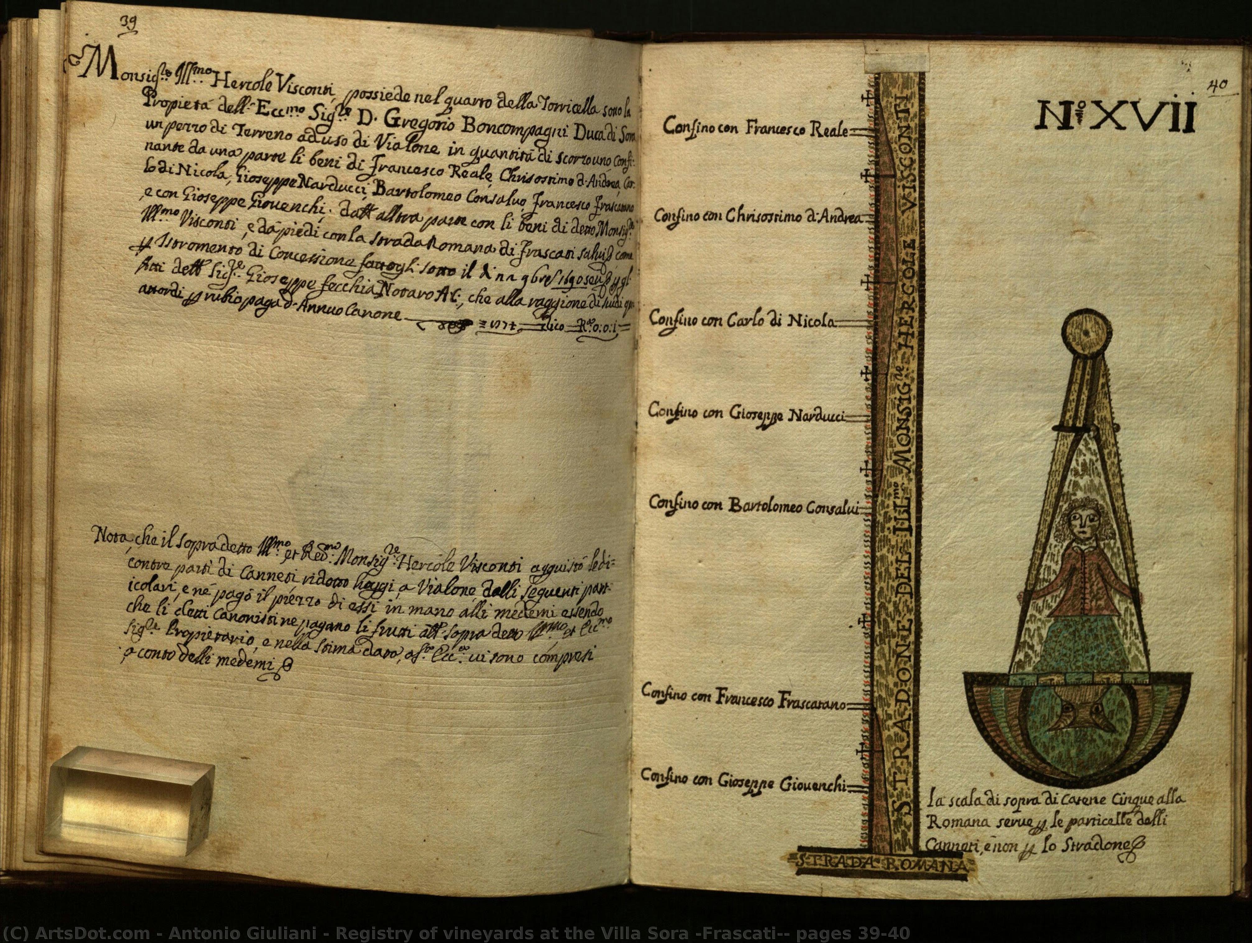 Registry Of Vineyards At The Villa Sora (frascati): Pages 39-40 — Antonio Giuliani