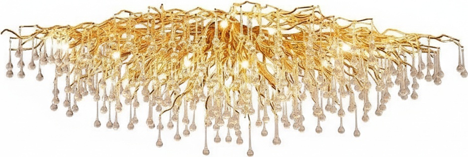 Cascading Crystal Chandelier: Modern Gold Branch Design