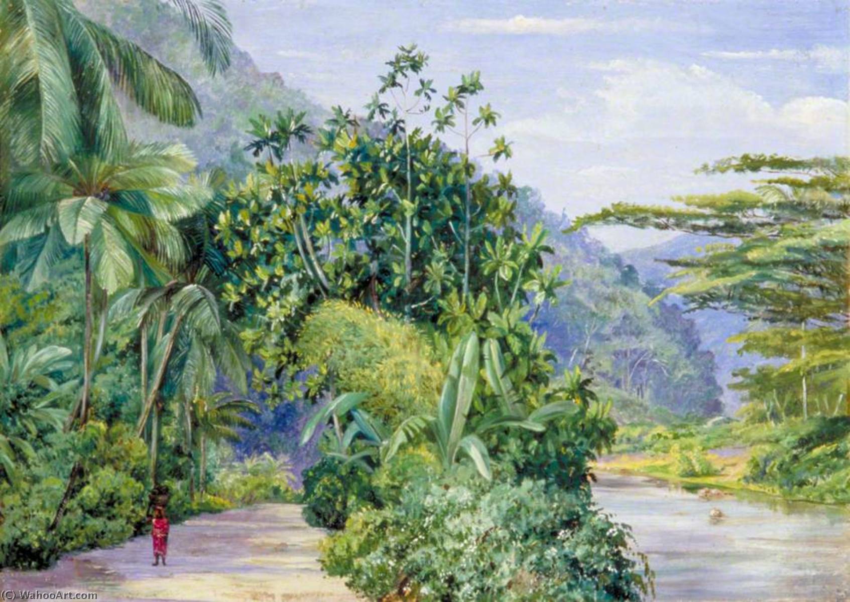 The Bog Walk, Jamaica, Con Pan De Fruta, Banano, Coco Y Otros Árboles — Marianne North