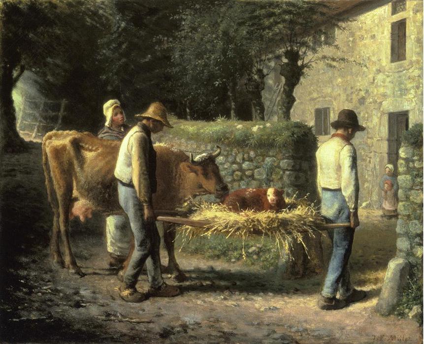 Peasants Bringing Home A Calf Born In The Fields — Jean-françois Millet