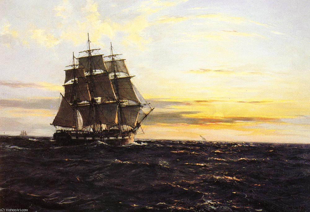 Into The Westerly Sun — Montague Dawson