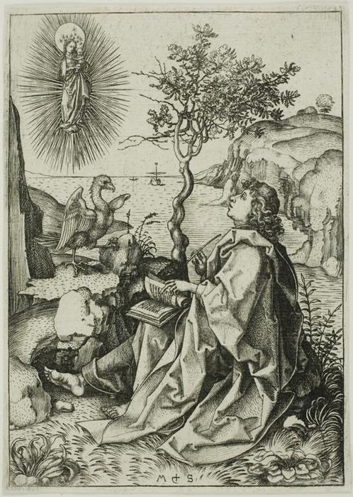 St. Jhon The Evangelist On Patmos — Martin Schongauer