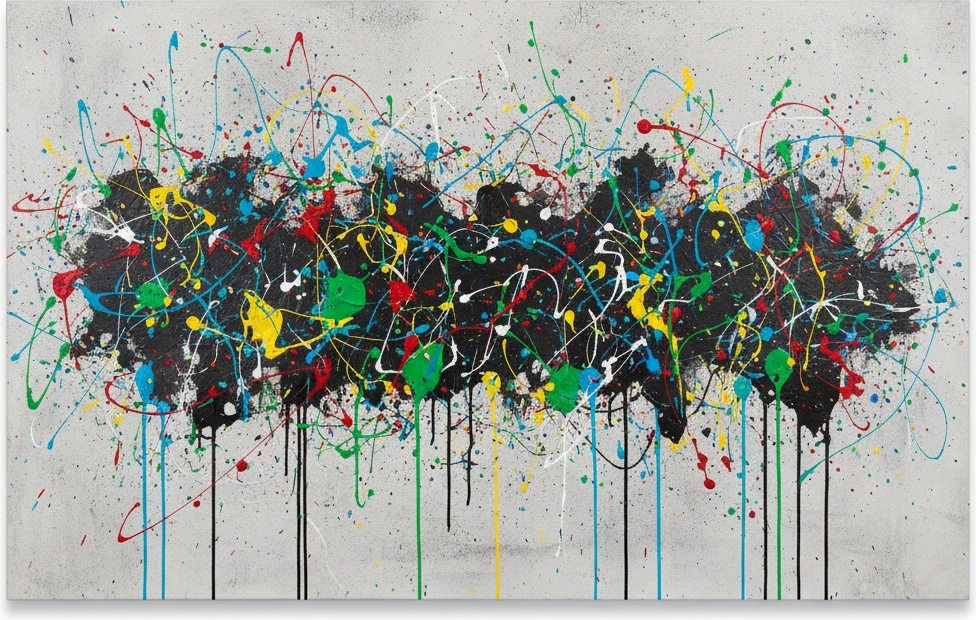 Centrifugal Chaos: An Expansive Symphony Of Kinetic Splatter And Primal Black Core — Laurent Lefèvre