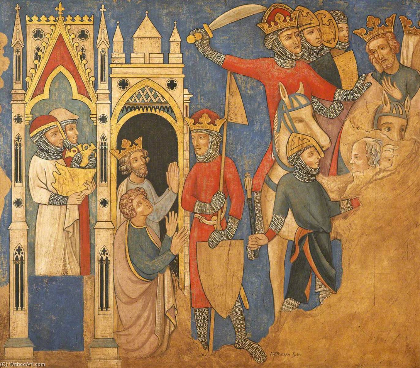 Reconstruction Of Medieval Mural Painting, The Continuation Of The Captivity Of The Jews — Ernest William Tristram