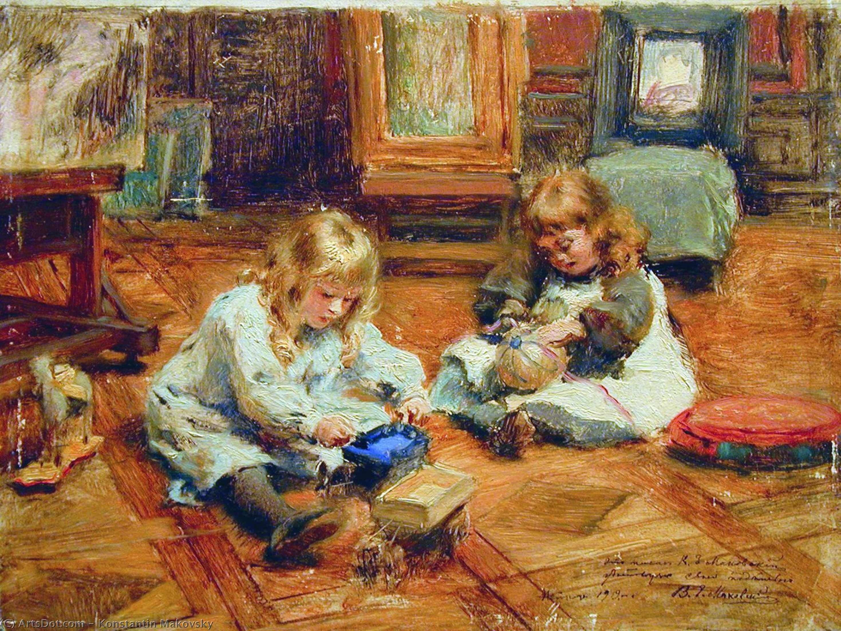 Children Playing In The Workshop — Konstantin Yegorovich Makovsky