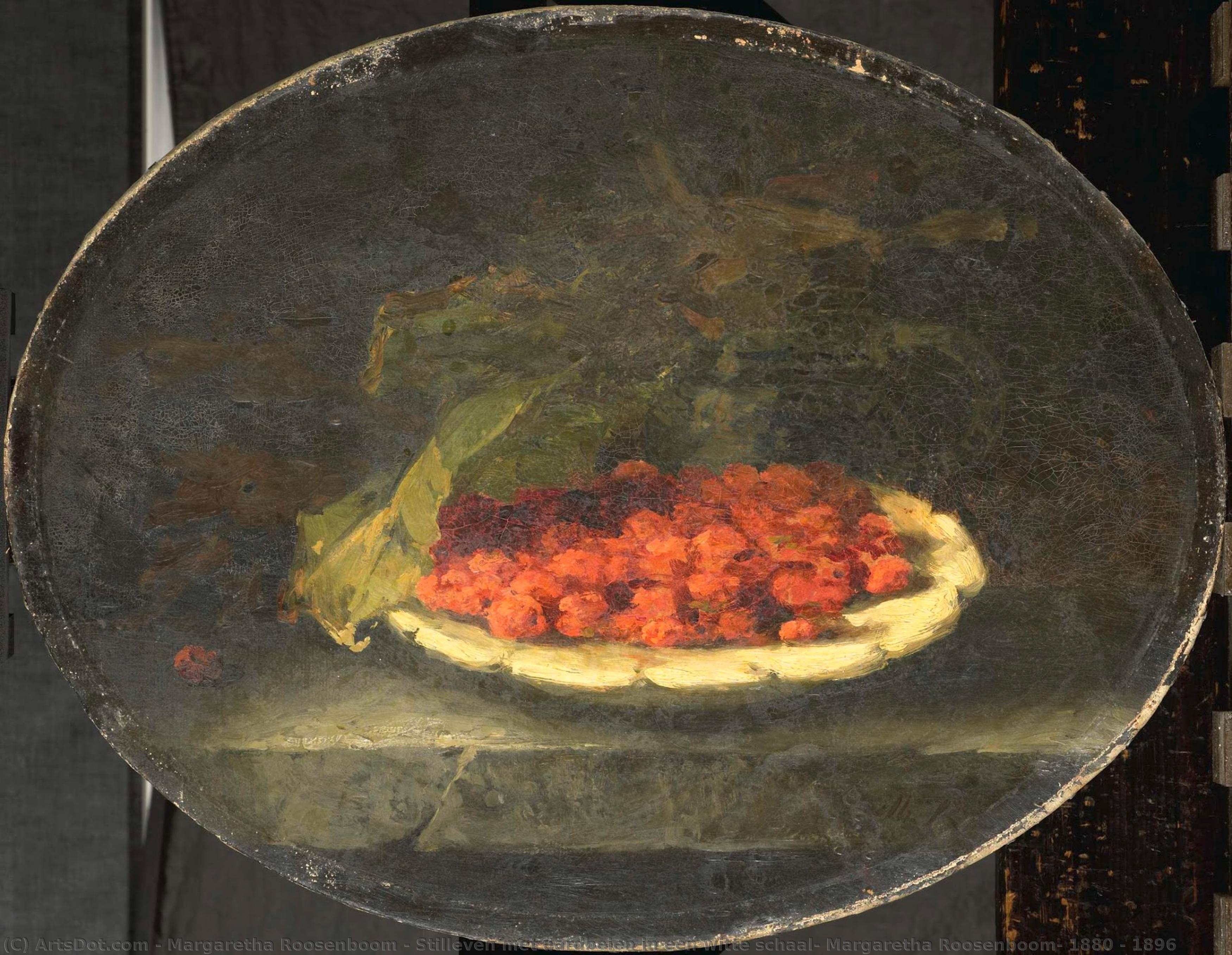 Stilleven Met Aardbeien In Een Witte Schaal, Margaretha Roosenboom, 1880 - 1896 — Margaretha Roosenboom