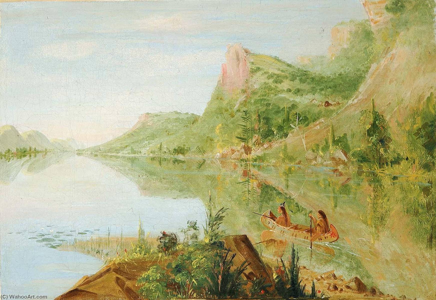View On The Wisconsin River, Winnebago Shooting Ducks — George Catlin