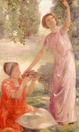 Two Ladies In The Grape Arbor, (painting) — Albert Henry Krehbiel