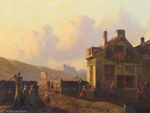 Fisherfolk In A Village In The Dunes — Joseph Bles