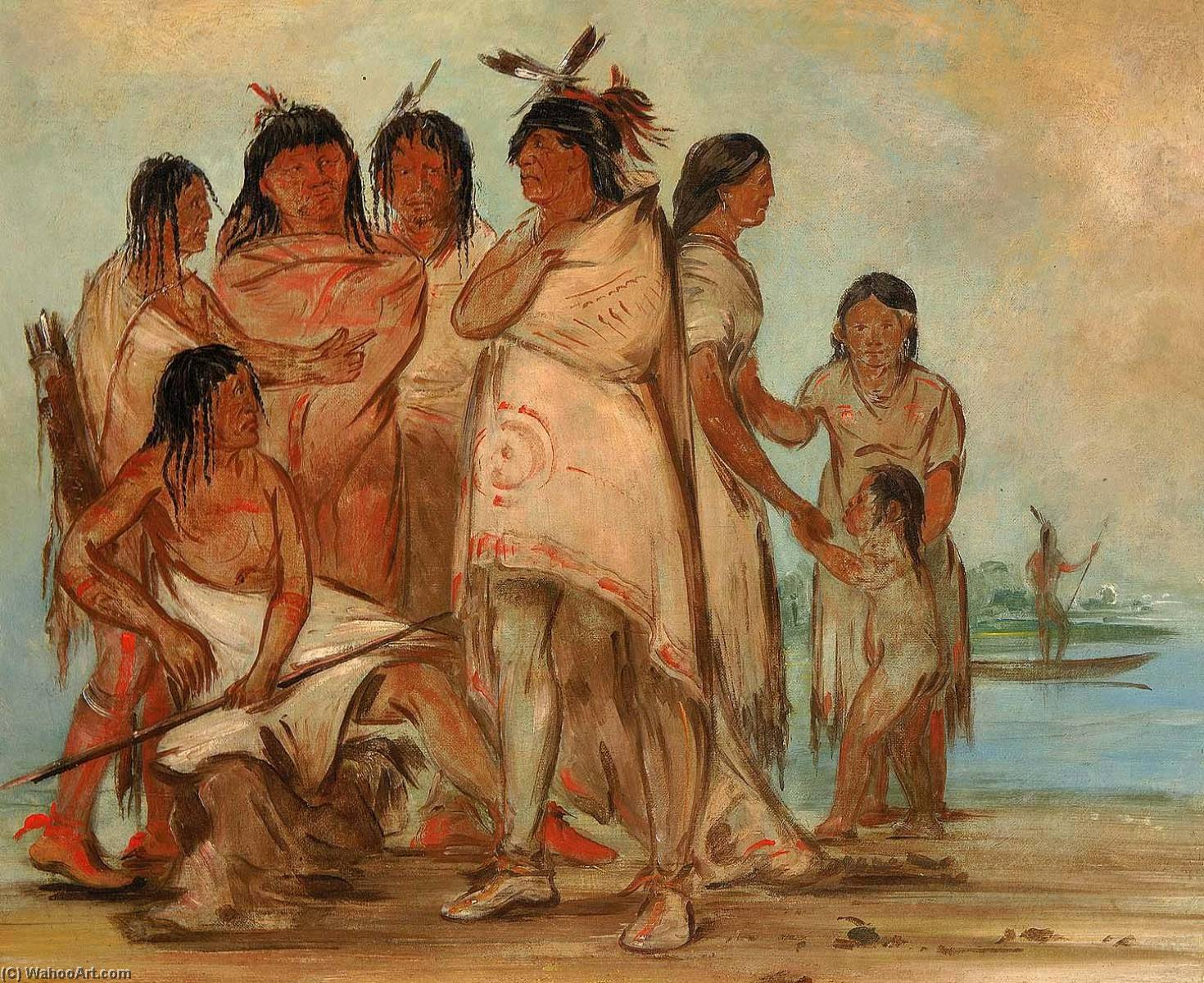Du Cór Re A, Häuptling Des Stammes, Und Seine Familie — George Catlin