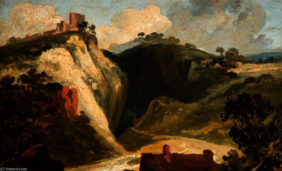 The Peak Cavern, Derbyshire, Peveril Castle — William James Müller
