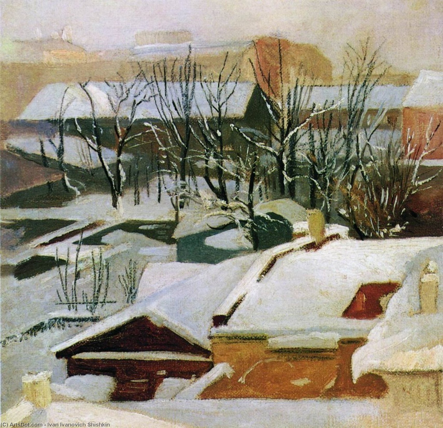 City Roofs In Winter — Ivan Ivanovich Shishkin