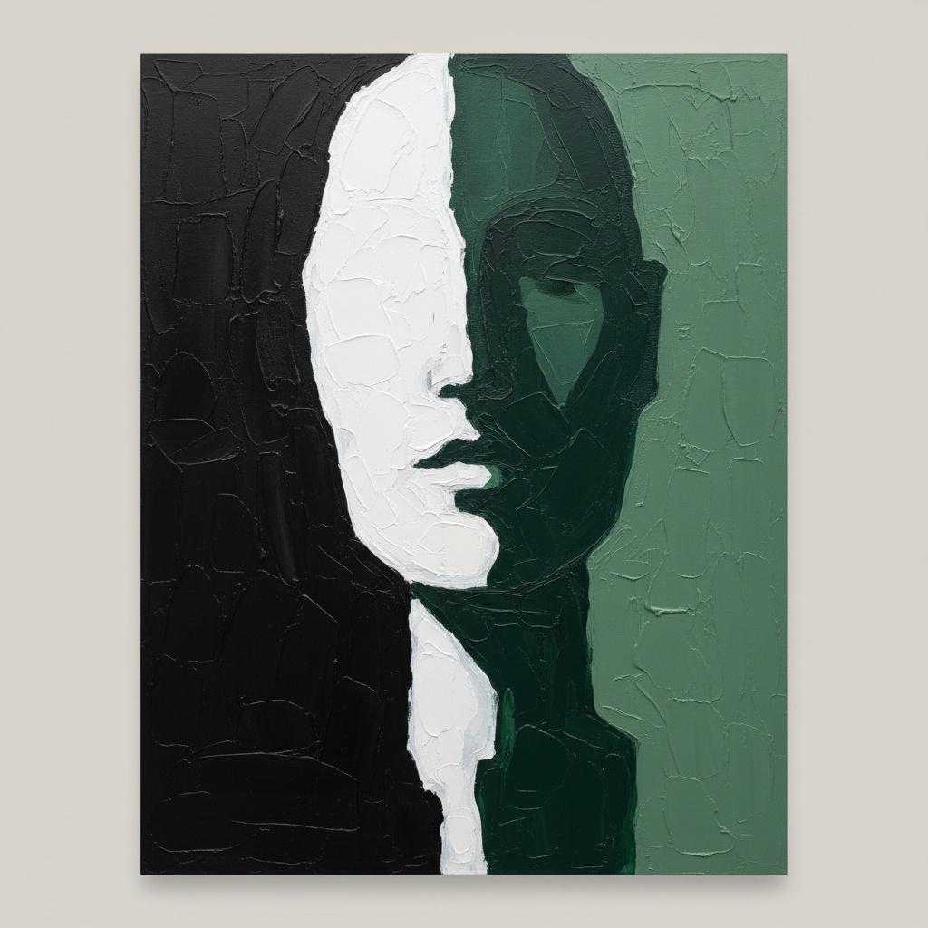 Duality Of Silence: A Sculptural Study In Monochromatic Shadows And Forest Tones — Laurent Fabre