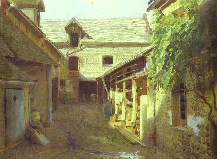 Village Yard In France — Ivan Nikolaevich Kramskoy